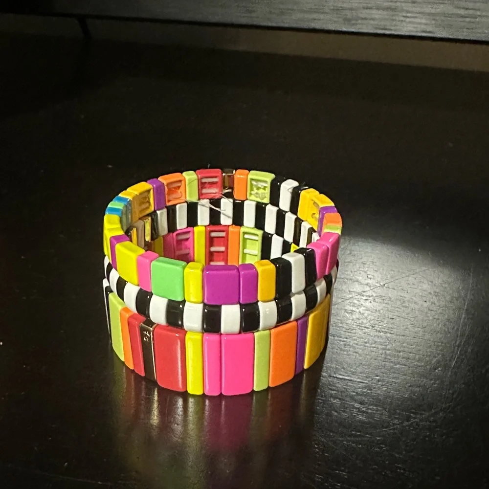 Colorful Tile Stretch Bracelets - Picture 1 of 2